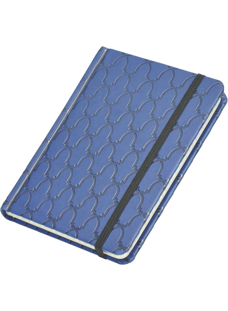 FIS Notebook With Elastic Band Italian PU Cover, Ivory Paper, 5 mm Square, Blue Color, 96 Sheets With Gift Box, A6 Size - Image 1